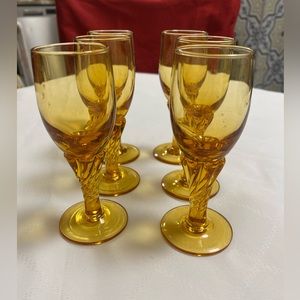 Vintage  Amber Set of Cordial Glasses